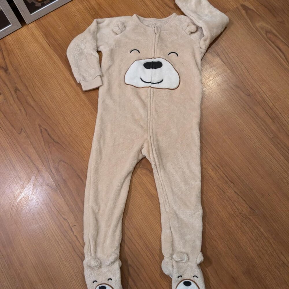NEW 3T The Children's Place Zip Up Onesie One Piece Footed Fleece Pajamas